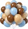 Blue and Brown Balloons, 60 PCS Pastel Macaron Blue White Sand Nude Brown Latex Balloons Set(Blue Brown)